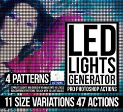 PS动作－Led显示屏发光效果：Led Lights Generator PS Actions